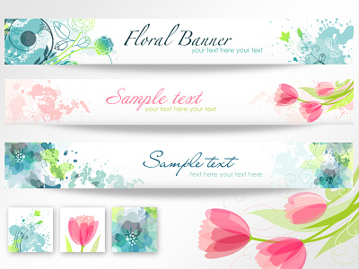 12 Spring and floral banners abstract banners concept floral flowers grunge spring stock vectors tulip vector banner vintage website