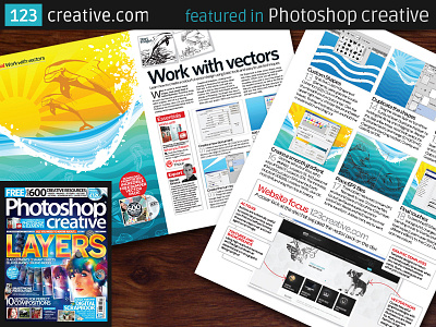 123creative.com was featured in Photoshop Creative issue 110 free resources graphic design resources graphic freebies learn how to photoshop creative tutorial graphic design tutorial magazine work with vectors
