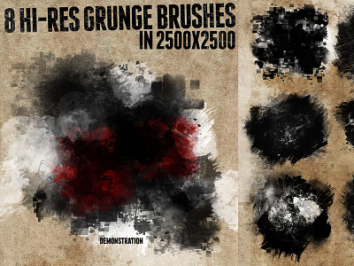 8 Hi-res Grunge Brushes for Photoshop abr brushes photoshop artistic brush photoshop dirty brushes photoshop grunge brushes photoshop grunge splatter brushes hi res brushes photoshop high resolution brushes large grunge brushes photoshop brushes splash brushes photoshop stain brushes