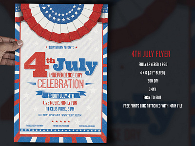 4th July - Independence day flyer template 4th july celebration flyer american event flyer template american memorial day flyer american party celebration flyer independence day flyer template