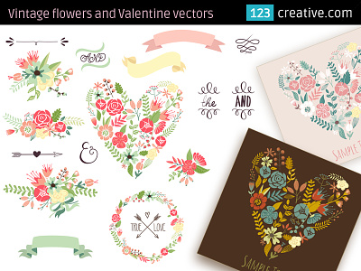 Vintage flowers and Valentine vectors for your graphic design beautiful wedding card heart vector design romantic graphic design valentine clipart valentine design ideas valentine graphic design valentine scrapbooking valentine vectors valentines day graphic vintage flowers vintage heart vector vintage wedding