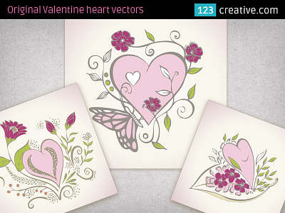 Beautiful Valentine heart vectors for greeting cards