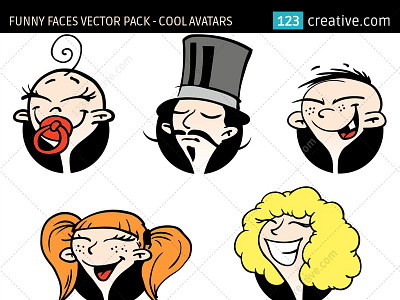 Avatar vectors - Funny Faces vector pack