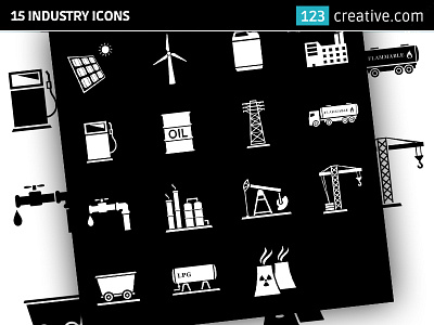 15 Industry icons (black and white)
