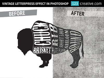 Vintage letterpress texture effect in Photoshop