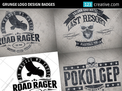 Grunge logo design badges - logo templates psd