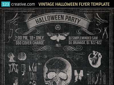 Vintage Halloween party flyer template
