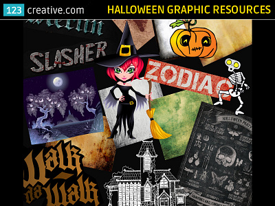 Halloween graphics (vectors, textures, Photoshop styles, fonts)