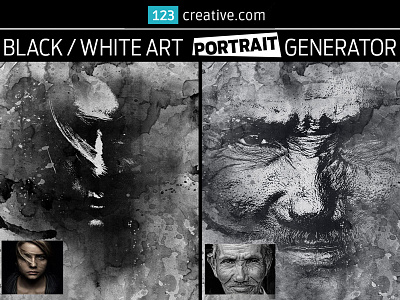 Black & White Art Portrait Generator in Photoshop grunge effect photoshop modern image effect in photoshop modern portrait effect photoshop photoshop image effect potrait grunge effect