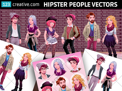 Hipster character vectors - Hipster boy and girl fashion fashion vector art hipster avatar vector hipster boy vector hipster character vectors hipster fashion vector hipster girl vector hipster style vector hipster vector pack hipster vectors