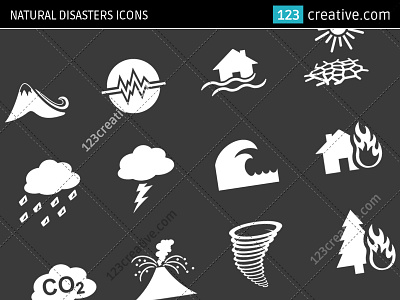 Natural disasters icons - environmental icon set co2 icon earthquake icon environmental icons environmental symbols flat natural disaster icons flood icon hurricane icon natural disaster icon set natural disasters icons pollution icon storm icon tornado icon