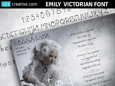 Emily Victorian font - elegant, handwritten, decorative typeface