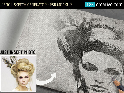 Pencil sketch PSD mockup template generator