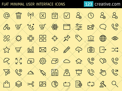 Flat Minimal User Interface icons (EPS, PNG, SVG)