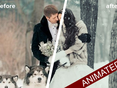 Animated snow gif in Photoshop psd template