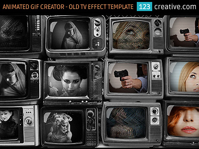 Animated GIF creator in Photoshop - Old TV video template
