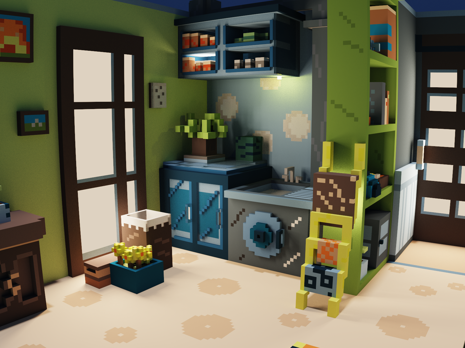 Voxel apartment_Concept room artwork concept art conceptual digital art game art game dev illustration rooms voxel