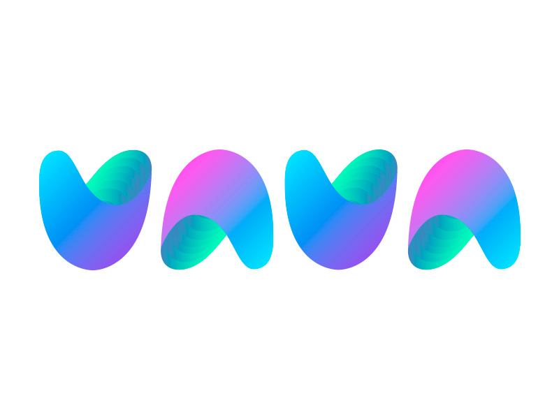 Vava ambigram ambigrama experiment a v letter gradient design mark illustrator logo