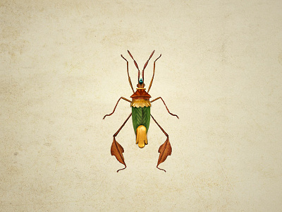 Goldsect collage design dribbble gold illustration insect mint nature pest plant