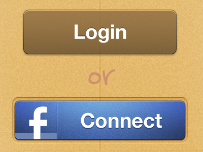Login and Facebook Connect buttons app apple betsy button buttons curves facebook facebook connect ios ipad iphone ipod lines login notes paper shadow texture touch