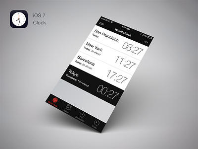 iOS7 Clock Redesign clock flat ios7 minimal redesign remake world