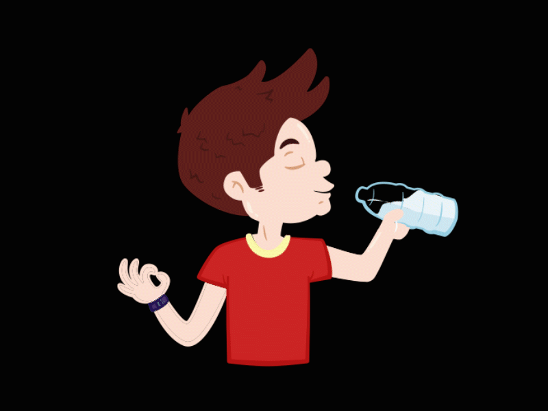 Boy Drinking Water 2d animation after effect corona covid cute design gif json kids vector