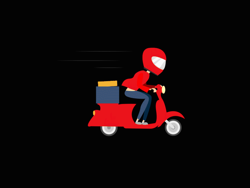 Logistic Delivery - Bike riding 2d animation android app bike ride delivery delivery app design gif json logicstic vector