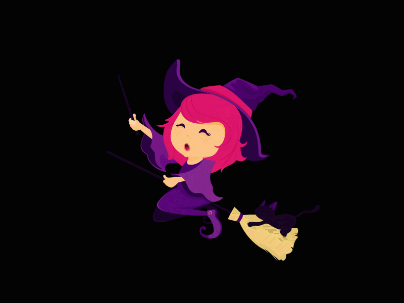 Halloween Cute Witch after effect animation cute cute animal cute art flying gif girl girl illustration halloween design illustration json kids witch