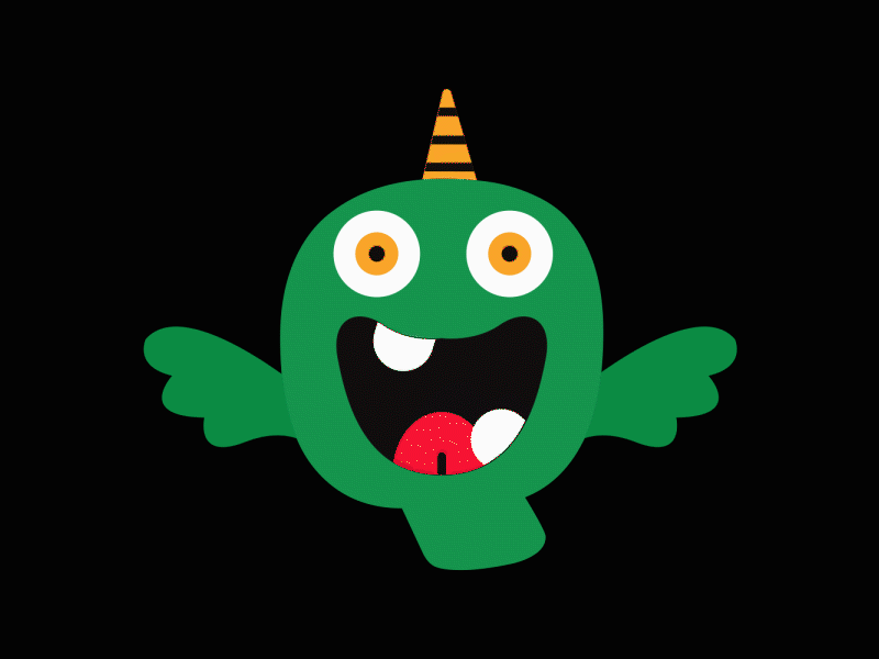 Halloween Monster Flying 2d animation design face flying funny gif green halloween illustration json kids monster vector
