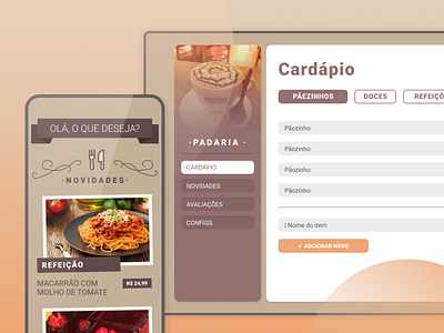 WebApp Cardápio de Padaria app design ui web