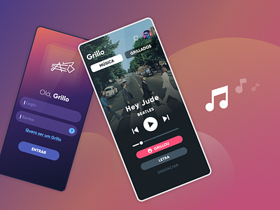 Grillo - Rede Social, Rádio e Músicas app design ui ux