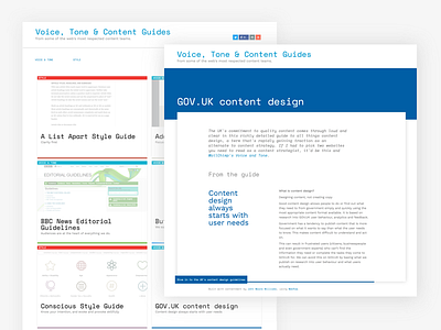 Curated voice, tone, and style guides site content content strategy curated flat style guide type voice and tone webflow