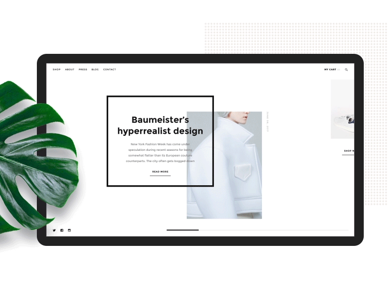HORIZONTAL animation clean concept design e commerce fashion flat interface layout minimal ui web