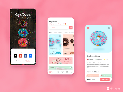 Sugar Dreams Design art branding design donut dribbble dribbble invite dunkin donuts flat food app foodie minimal user experience user interface
