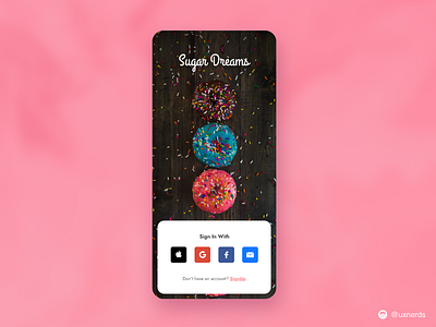 Sugar Dreams Dribbble Design app donut dribbble dribbble invite flat login minimal signup sugar sweet tooth ui user experience user interface