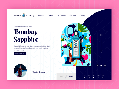 Concept Design of Bombay Sapphire abstract alcohol blue bombay bombaysapphire booze brand identity branding concept dribbble dribbble invite minimal user experience user interface website