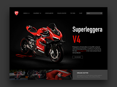 Ducati Concept Design abstract dribbble dribbble invite ducati minimal motorbike motorcycle motorsport product page superbike user experience user interface website