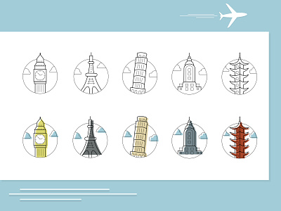 Travel icon set design icon illustration illustrator minimal ui vector web website