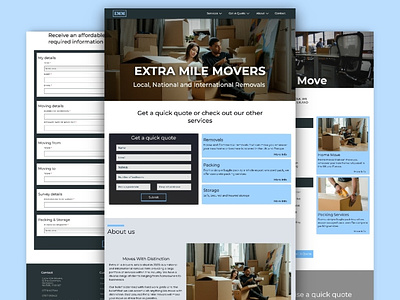 Removals Company Business Website business business website dark blue easy layout sky blue skyblue ui web design webdesign webflow website