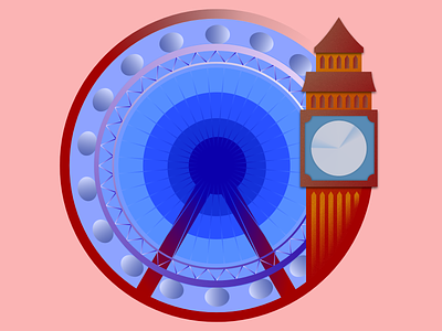 London circular design gradient icon illustration logo london london eye