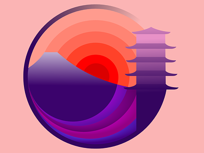 Shizuoka circular design fuji gradient icon graphic design illustration japan