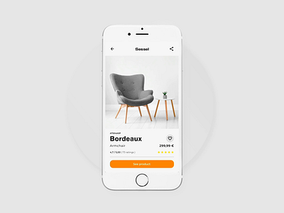 E-commerce furniture App add to cart animation app armchair clear design clear ui e commerce e commerce ui e shop ecommerce ecommerce ui elegant furniture furniture app interface premium prototype animation shop ui ux