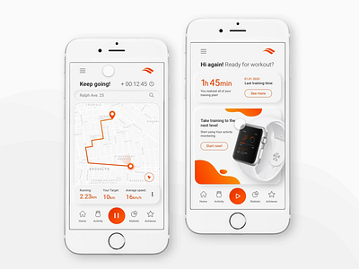 Sport activity tracking app with smartwatch activity animation aplication apple watch apple watch design for running interface interface design prototype animation running app smartwatch sport sport app sports design tracking app training training app ui ux design watch app
