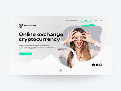 Hero section for online cryptocurrency exchange platform bitcoin crypto crypto exchange cryptocurrency ethereum exchange hero banner hero image home screen homepage ui ux web webdesign website