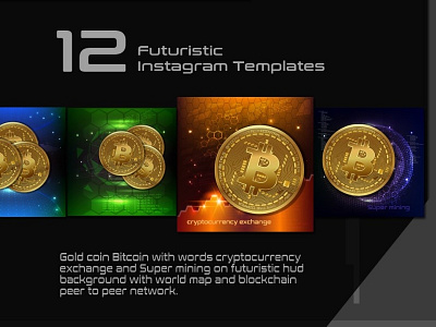 12 Futuristic Instagram Templates background banner bitcoin coin economics hud hyip instagram kerengreat money ui uidesign