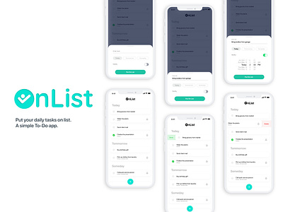 OnList | A simple To - Do app adobe illustrator adobe photoshop adobe xd app clean ui design dribble ios minimal schedule app task to do to do app ui ux uiux design web app