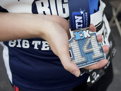 2014 BTN Big 10K - Finisher Medal 2014 b1g big ten btn btn big 10k chicago college conference design scout midwest sports