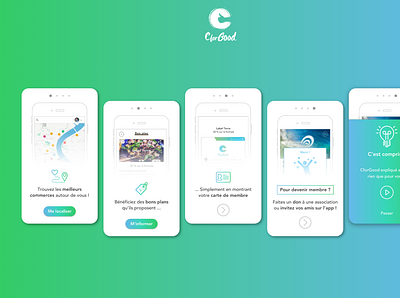 CforGood application design mobile mobile app onboarding screens splash screen step techforgood ui ux user experience ux user interface