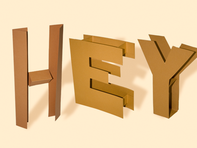 3D Paperfont “Hey Test” 3d construction cut paper