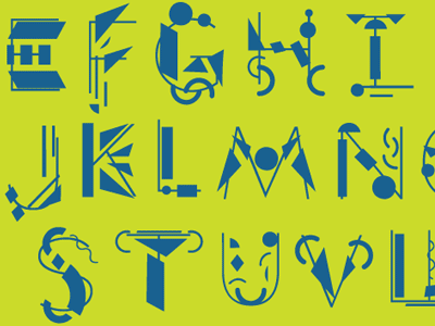 shapes & letters overlapping alphabet font play shapes type
